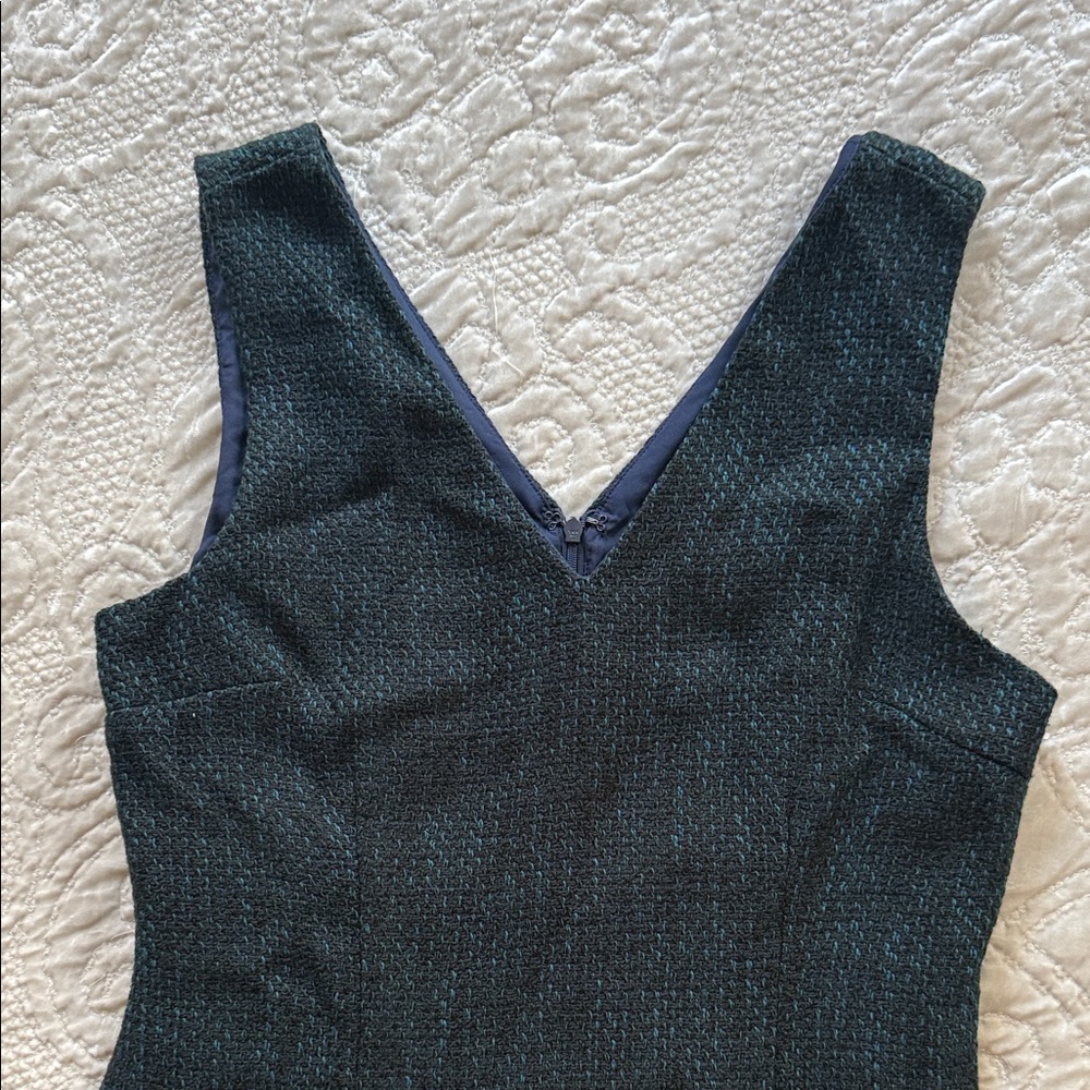 LOFT Black & Green Textured Mini Dress